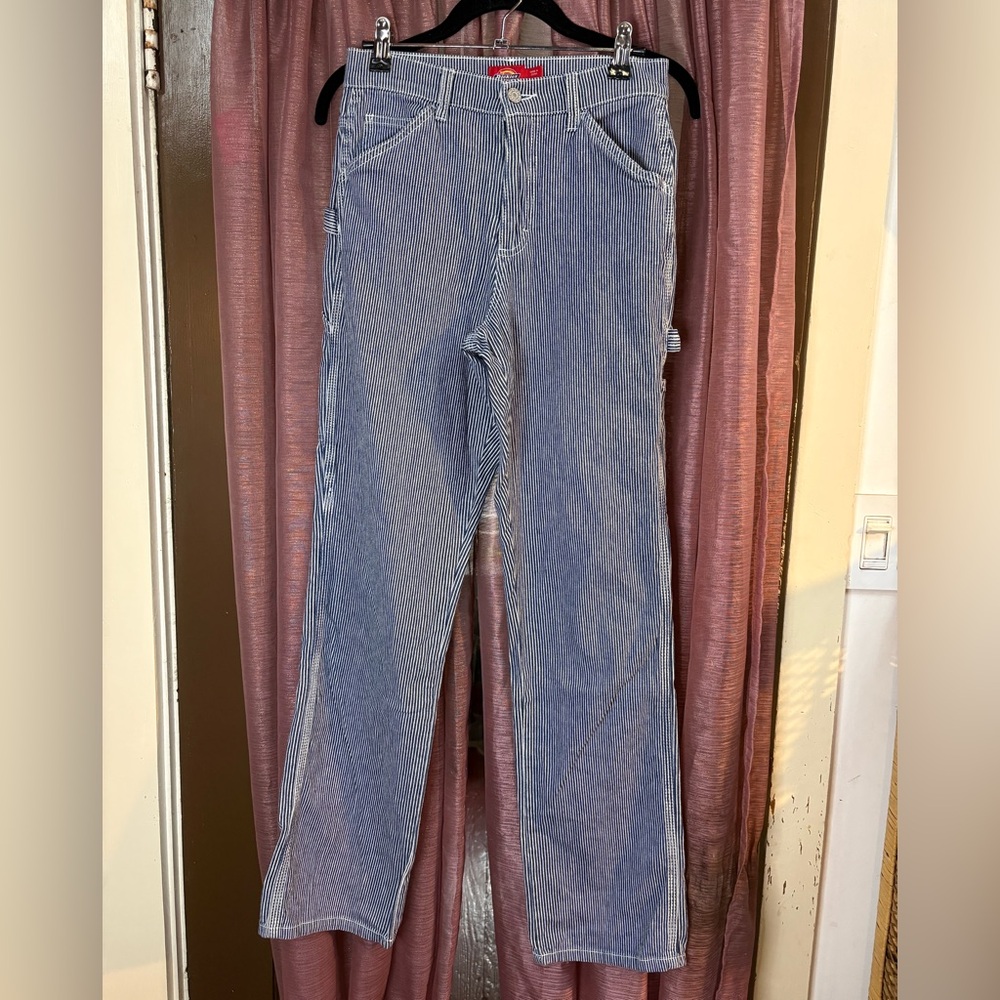 Dickies Blue and White Pinstriped Cargo Jeans